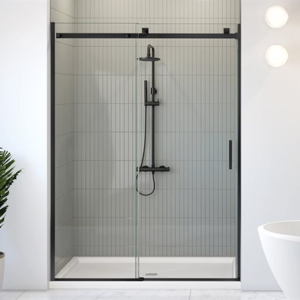fleurco skyline sliding shower door black
